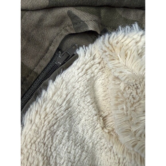 Express Women’s Sz M Camo Hooded Coat Jacket Soft Faux Fur Lined Removable Vest - Picture 11 of 16